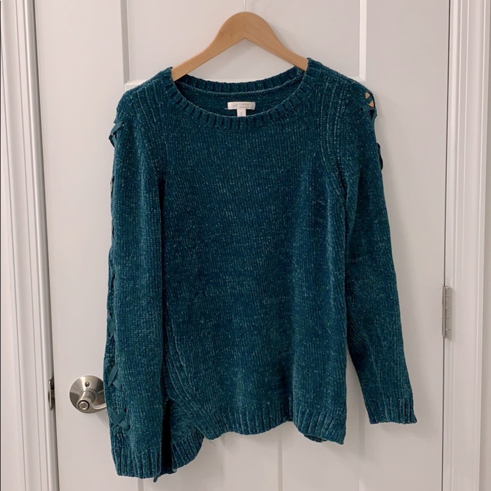 LC Lauren Conrad Teal Chenille Sweater